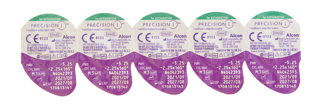 Контактные линзы Alcon Precision 1 for Astigmatism., 30 шт., R 8,5, D -3, CYL: -1,75, AХ: 180