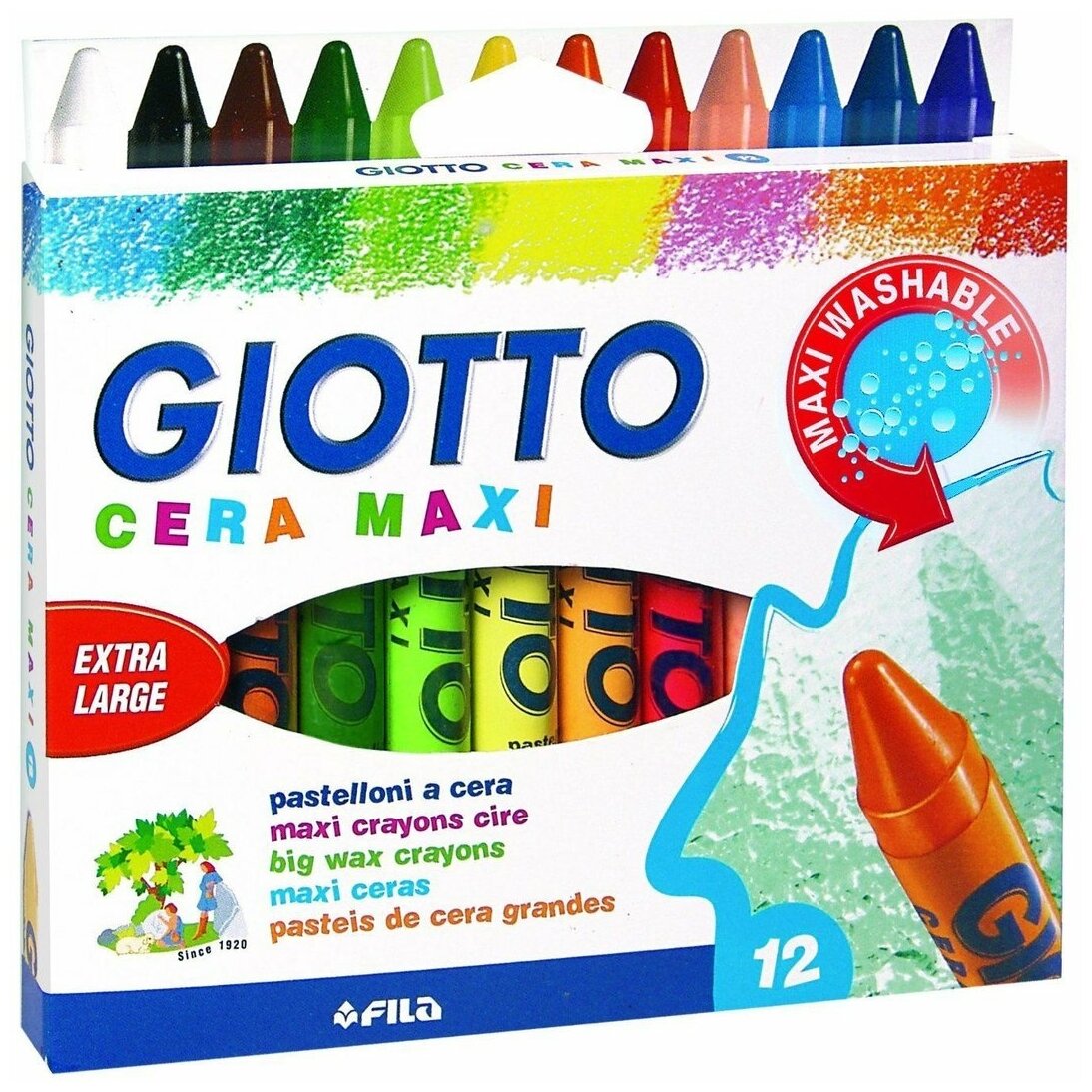 GIOTTO Восковые карандаши Cera Maxi 12 цветов (291200)