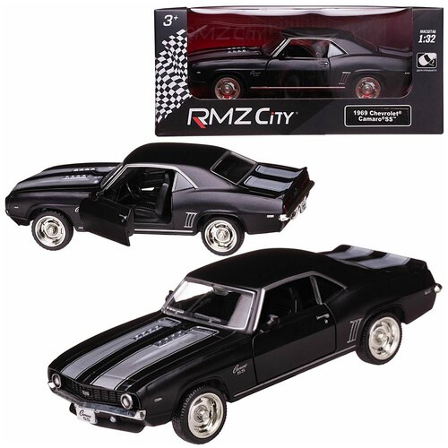 Машинка металлическая RMZ City 1:32 Chevrolet Camaro 1969, инерционная, серый матовый цвет