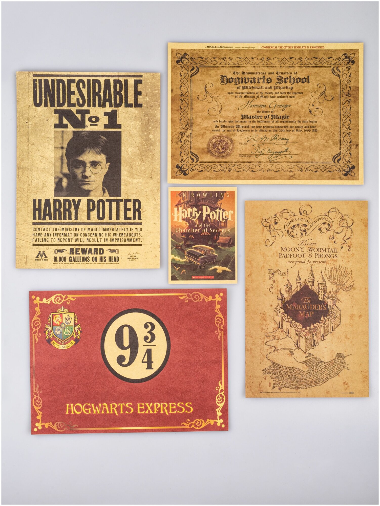 Набор плакатов 15 шт. Гарри Поттер/Хогвартс экспресс/Daily Prophet