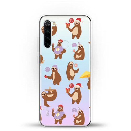 фото Силиконовый чехол узор из ленивцев на xiaomi redmi note 8t andy & paul