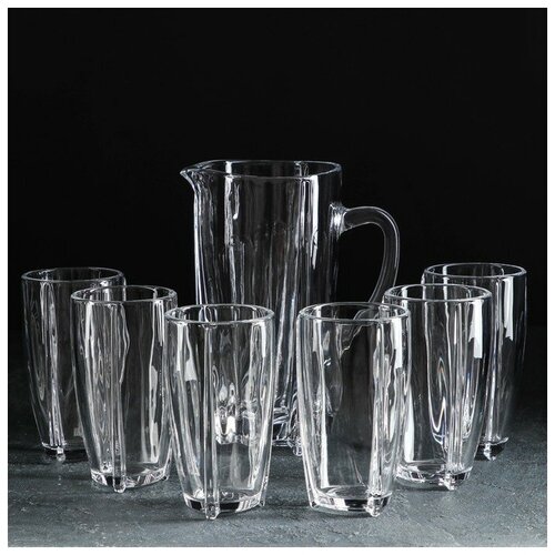 Набор питьевой из стекла «Королевство», 7 предметов: кувшин 1,3 л, стаканы 400 мл, 6 шт