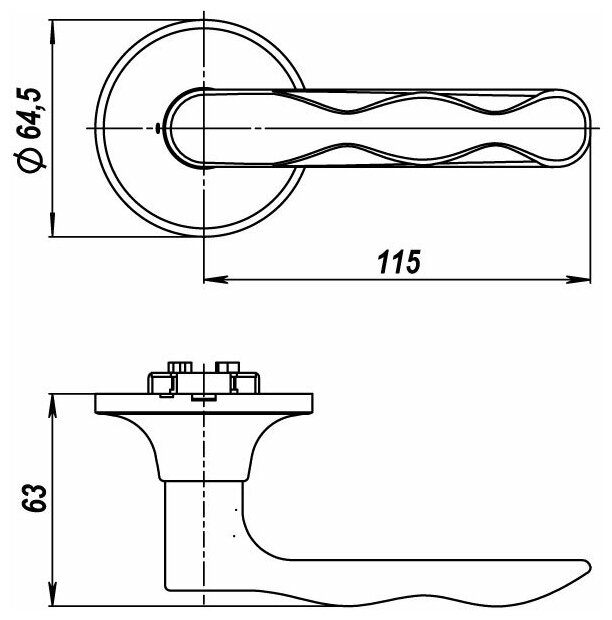 Ручка защелка Fuaro DK624/BL PB-BK (624/BL PB-B ) (фик.) золото