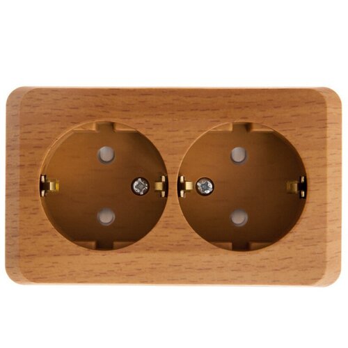 Розетка двойная Systeme (Schneider) Electric Этюд, с з/ш, с/з, 16 А, бук