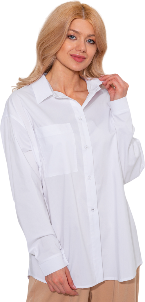 Рубашка  ONateJ, классический стиль, оверсайз, длинный рукав, однотонная, размер 48-50, белый