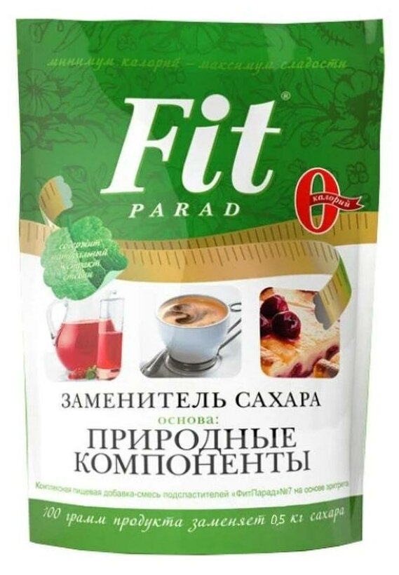 Сахарозаменители FIT PARAD заменитель сахара №7 на основе эритрита и стевии, дой-пак 100 г.