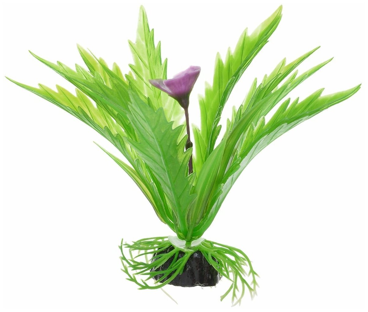Искусственное растение BARBUS Апоногетон курчавый 10 см зеленый/фиолетовый - фотография № 1