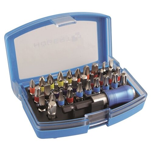 Набор бит с битодержателем 1/4 SL, PH, PZ, HEX, Torx, Torx c отверстием HOEGERT HT1S400