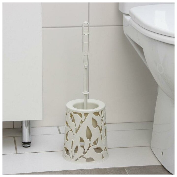 IDEA Ёршик для туалета «Флора», 14×41×41 см, цвет белый