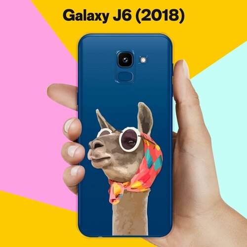 Силиконовый чехол Лама в очках на Samsung Galaxy J6 (2018)