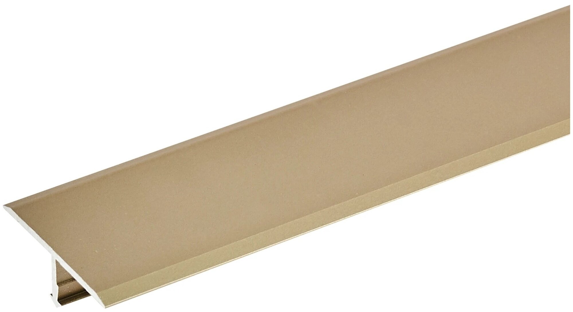 фото Порог Т-образный, 26x900 мм, алюминий, цвет шампань, скрытый монтаж на зажимы, скроет неэстетичные стыки напольных покрытий.