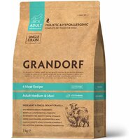 Корм GRANDORF 4 Мяса (4 Meat) 3 кг. Для собак средних и крупных пород от 1 года. С пробиотиками, гипоаллергенный.