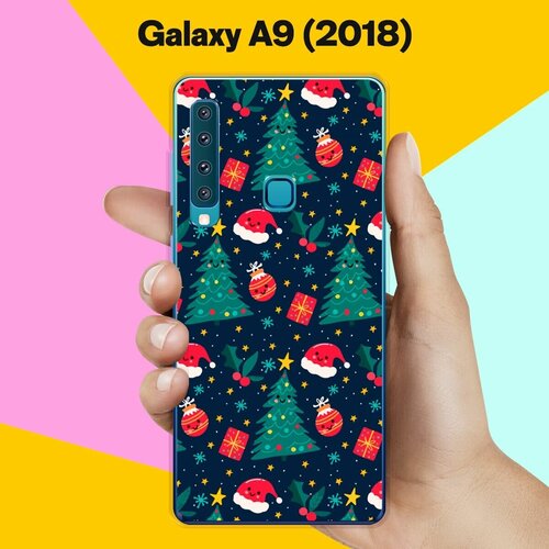 Силиконовый чехол на Samsung Galaxy A9 (2018) Узор новогодний / для Самсунг Галакси А9 2018