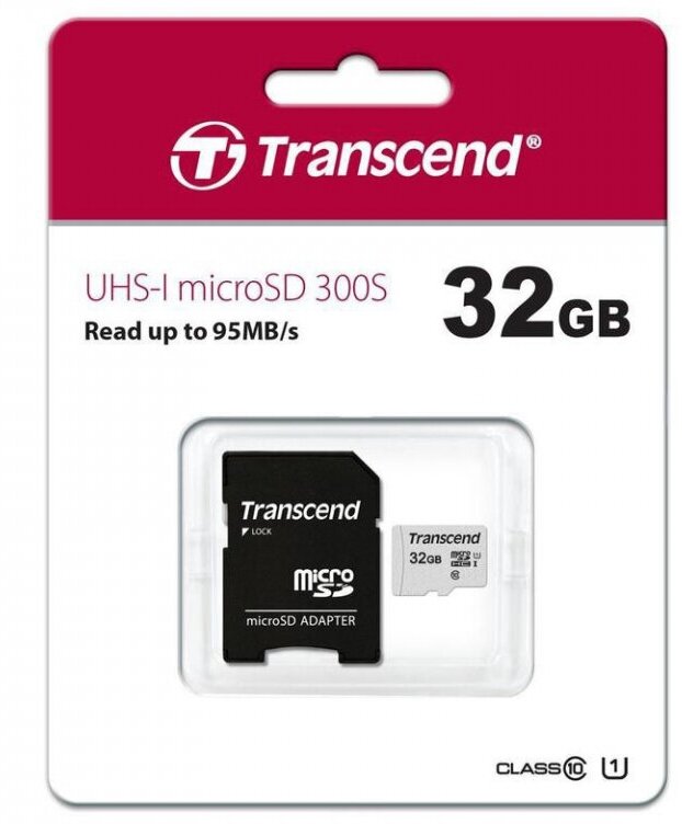 Карта памяти microSD 32Gb Transcend 300S (TS32GUSD300S-A)