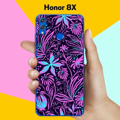 Силиконовый чехол на Honor 8X Фиолетовые цветы / для Хонор 8 Икс силиконовый чехол фиолетовые цветы на honor 8x