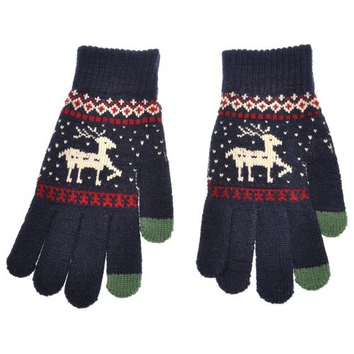 фото Перчатки gsmin touch gloves для сенсорных (емкостных) экранов "олени" (темно-синий)
