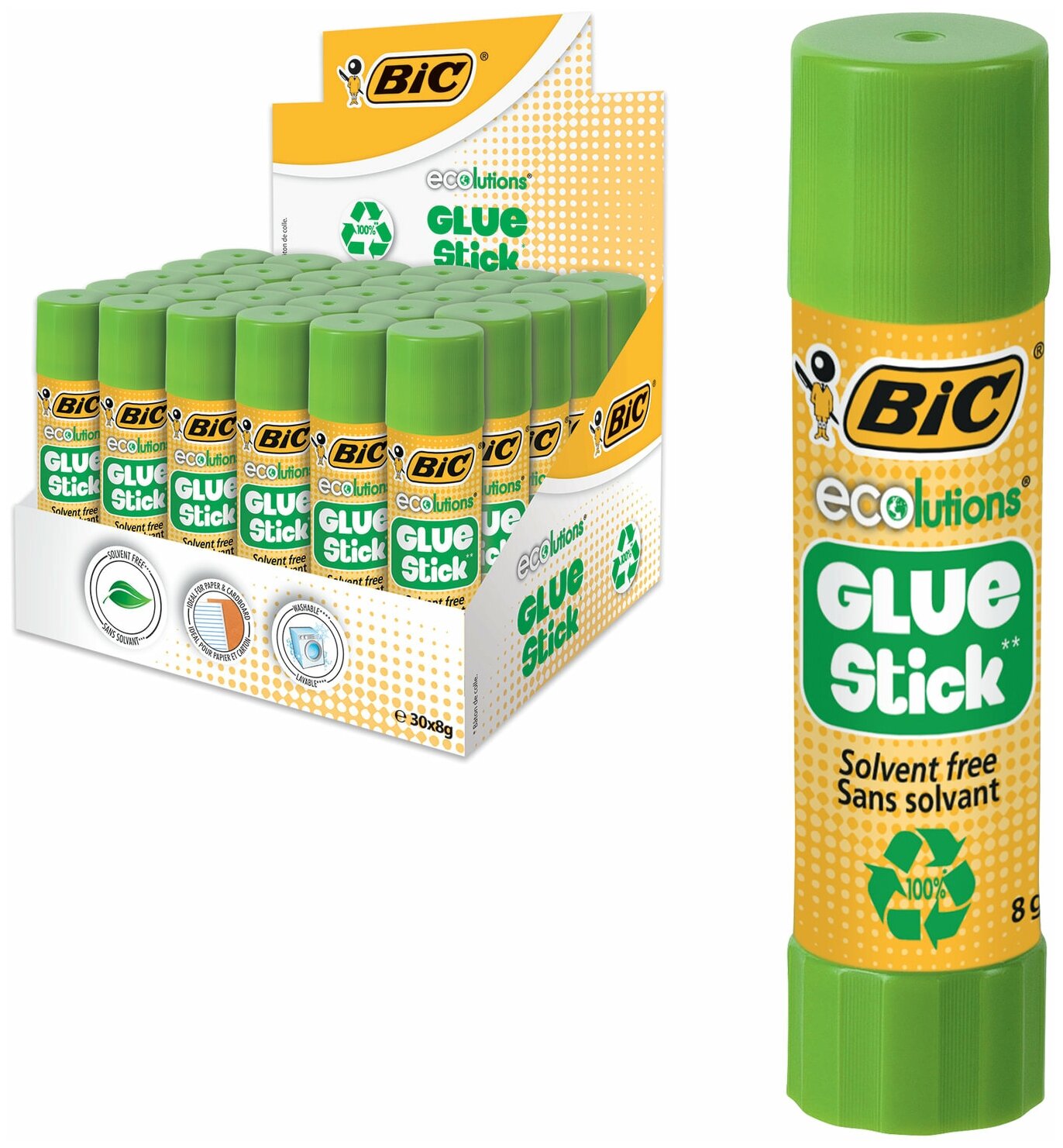 Клей-карандаш BIC ECOlutions Glue Stick масса 8г набор 2 шт