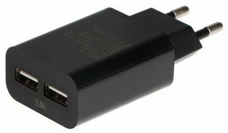 Сетевое зарядное устройство EX-Z-1420, 2 USB, 2.4 А, черное