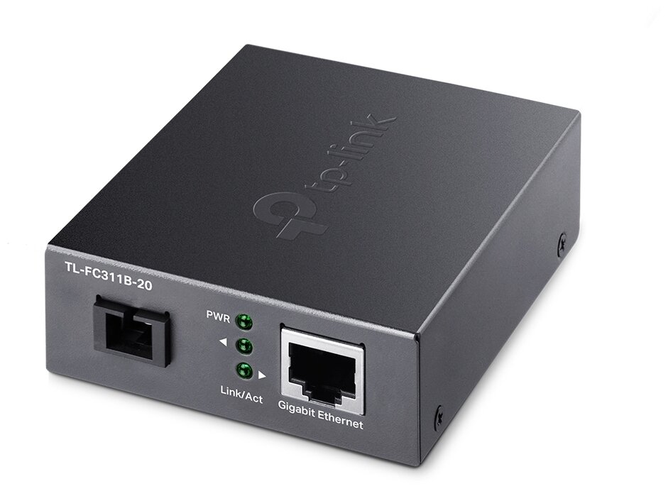 Медиаконвертер TL-FC311B-20 Gigabit WDM media converter, 9/125? m Single-mode Fiber, 1 SC Fiber port, .