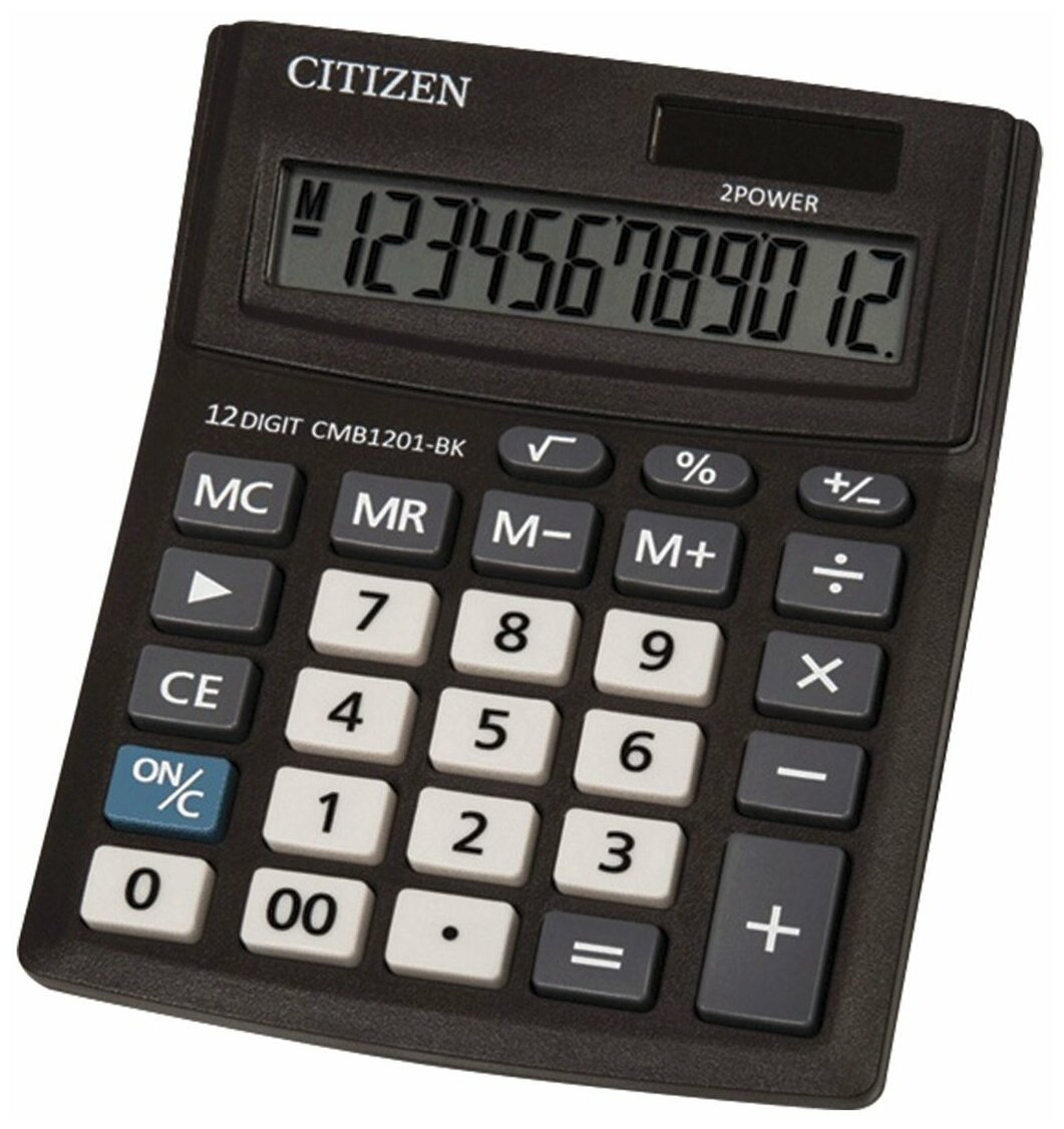 Калькулятор настольный Citizen Business Line CMB1201-BK, 12 разрядов, двойное питание, 102*137*31мм, черный