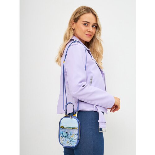 фото Женская сумка кросс боди для смартфона из натуральной кожи curanni с принтом лаванда