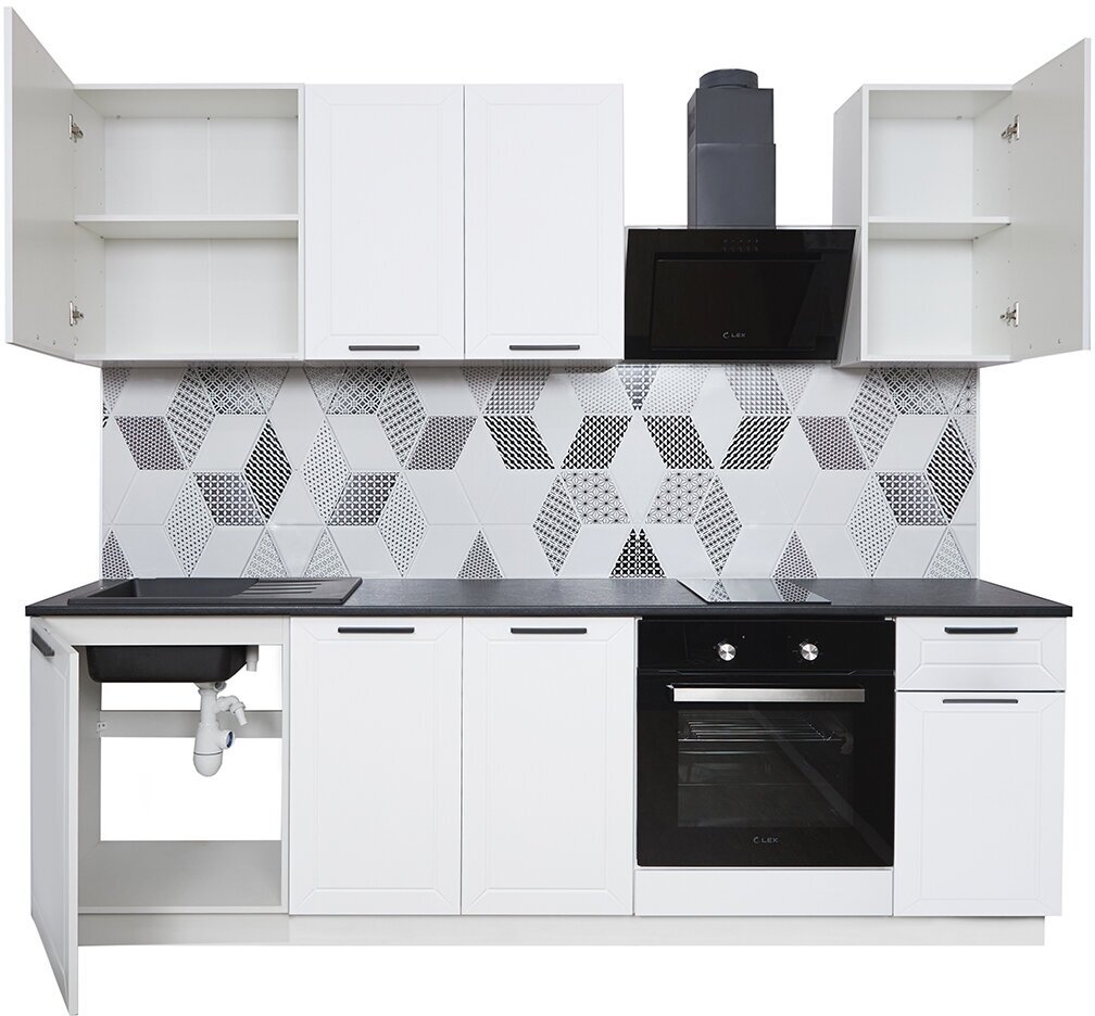 Кухонный гарнитур Hoff Эстель 2,4 м 240х210х60 см, Белый