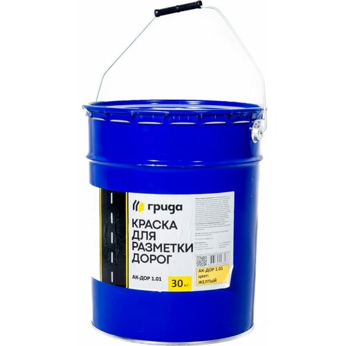 Краска Грида АК-Дор 1.01 для разметки дорог желтая 30 кг 1/22 209846