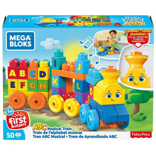 Конструктор Mega Bloks Музыкальный поезд Алфавит для малышей FWK22, 50 дет. mega bloks конструктор щенячий патруль скутер либерти