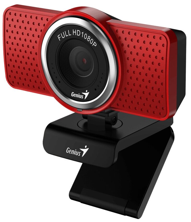 Веб-камера Genius ECam 8000 красная (Red), 1080p Full HD, Mic, 360°, универсальное мониторное крепление, гнездо для штатива