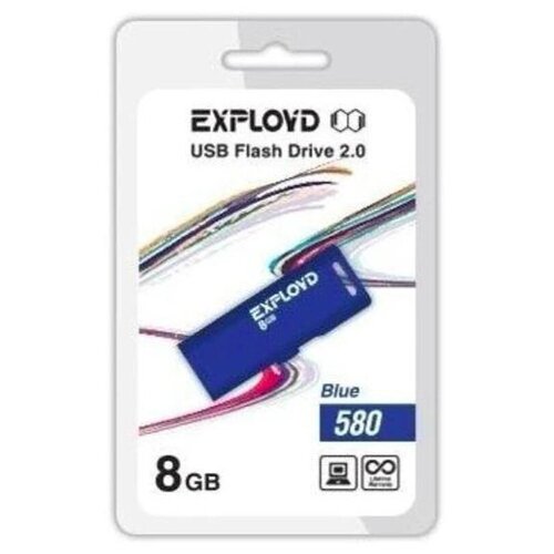 Флеш-накопитель 8Gb Exployd 580, USB 2.0, пластик, синий