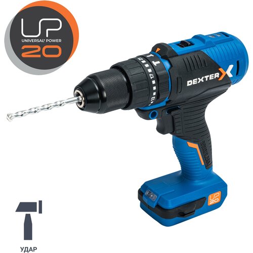 Дрель бесщеточная ударная аккумуляторная Dexter 20VIDV3-60BLA1 20 В Li-ion без АКБ и ЗУ 1131900₽