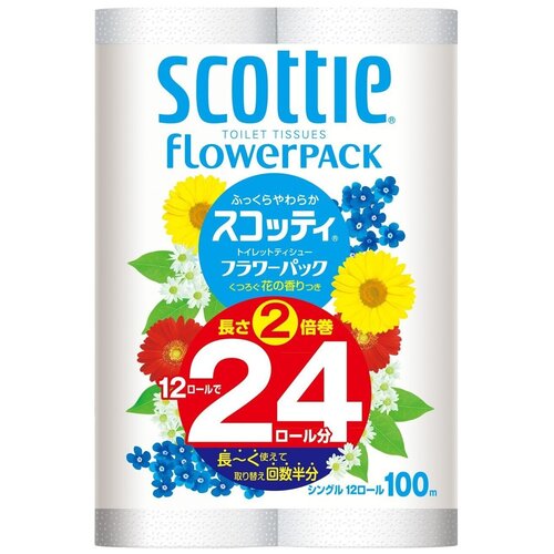 Crecia scottie flower pack туалетная бумага однослойная, 100 м, 12 рулонов