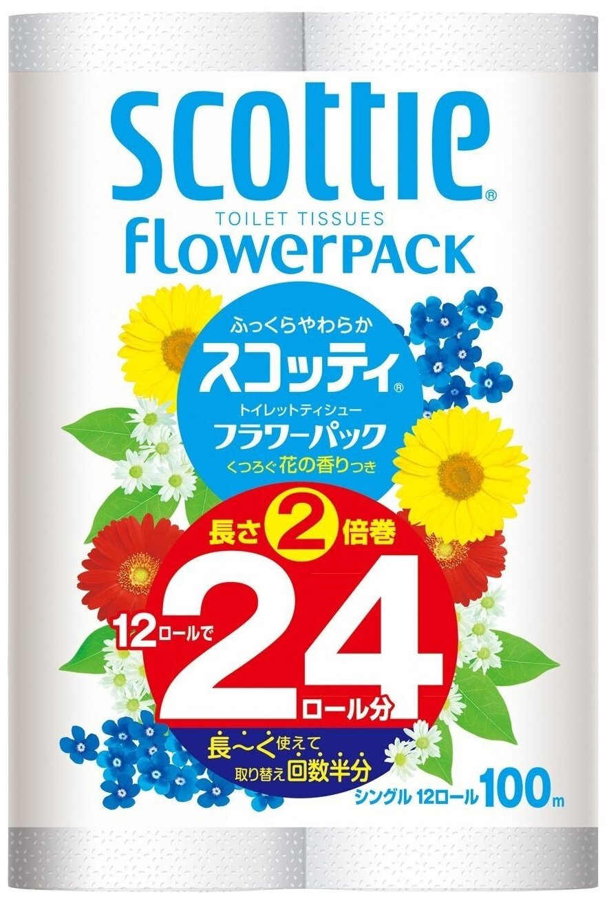 NP Туалетная бумага Crecia Scottie FlowerPACK 2 однослойная 100м 12шт