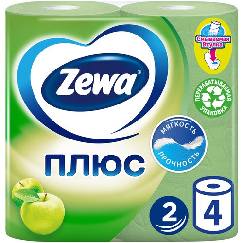 Zewa Туалетная бумага Плюс Яблоко двухслойная, 8 шт.
