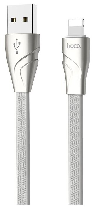 Кабель USB HOCO U57 Twisting, USB - Lightning, 2.4А, 1.2 м, белый для Apple