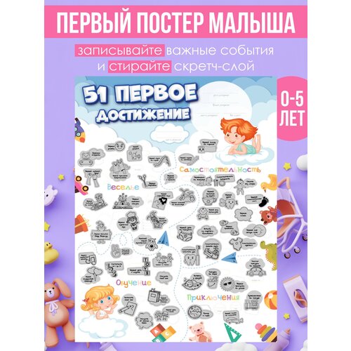 Скретч постер для новорожденных Мой первый год