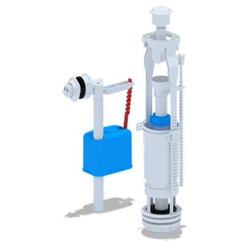 Набор для бачка унитаза с боковой подводкой 1/2' с пластиковым щтуцером кнопка белая эконом | код WC6050 | АНИ пласт (4шт. в упак.) клапан ани пласт впускной боковой 1 2 пластиковая резьба для бачка унитаза эконом