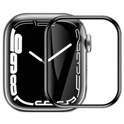 Защитное стекло для часов Apple Watch Ultra 49 mm полное покрытие с черной рамкой чехол силиконовый глянцевый для apple watch ultra 49 мм с защитой дисплея желтый