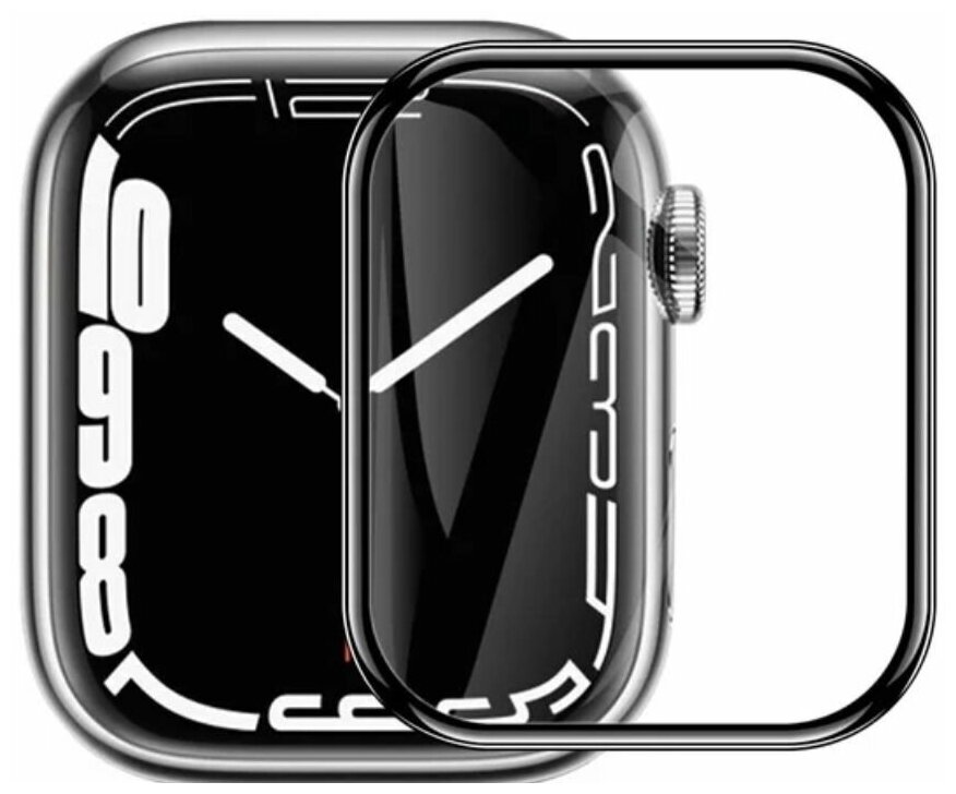 Защитное стекло для часов Apple Watch Ultra 49 mm полное покрытие с черной рамкой