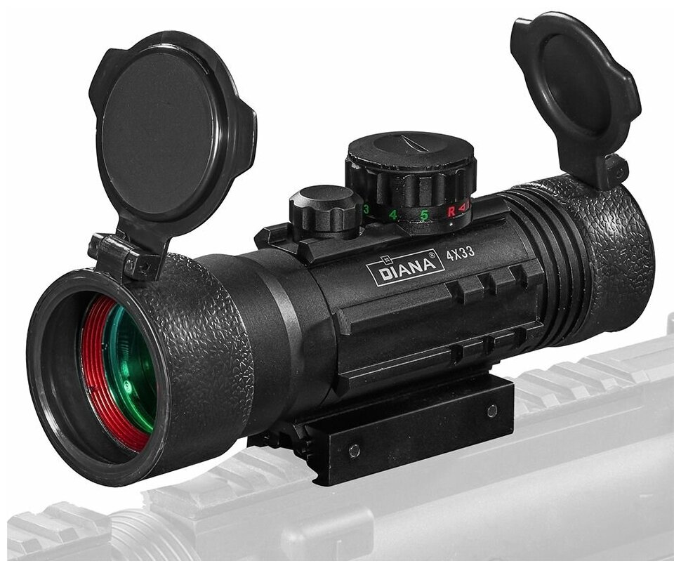 Коллиматорный оптический прицел (коллиматор) DIANA 4X33 с маркером на ласточкин хвост 13/20мм. Для страйкбольного, пневматического оружия