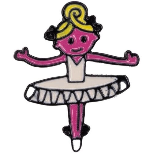 значок балерина в белом Значок OTOKODESIGN, эмаль, желтый, розовый