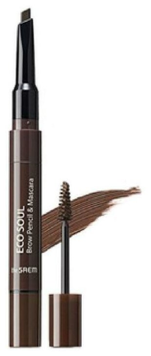 The Saem Карандаш для бровей Eco Soul Brow Pencil & Mascara, оттенок 03 Dark Brown