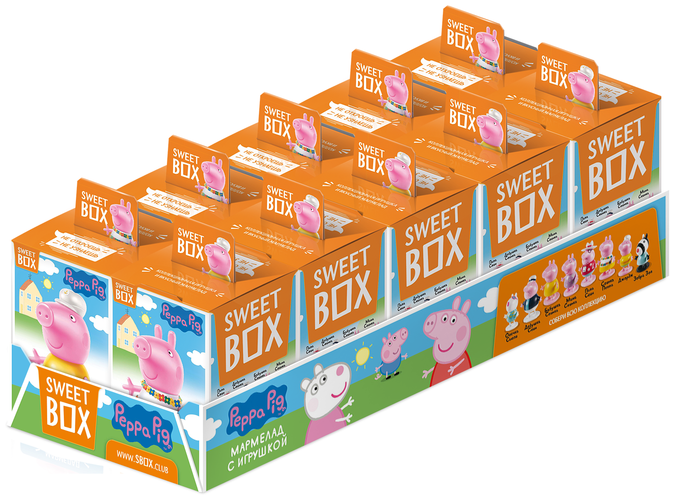 SWEET BOX свинка пеппа Мармелад с игрушкой в коробочке. 10 штук. - фотография № 1