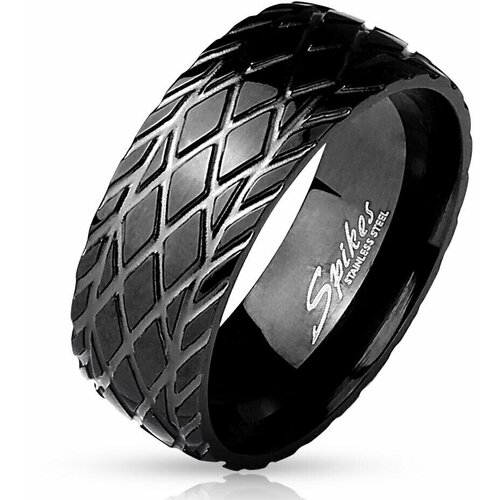 Кольцо обручальное Spikes, размер 19.5, черный кольцо мужское широкое кольцо из стали черного цвета r m5898k 09 размер 22