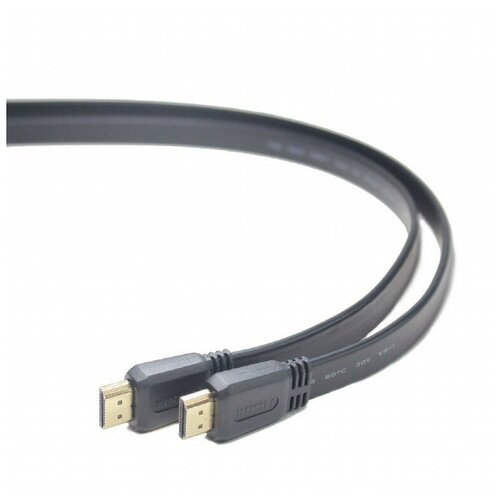 Кабель HDMI CABLEXPERT , 3м, v1.4, 19M/19M, плоский кабель, черный, позол.разъемы