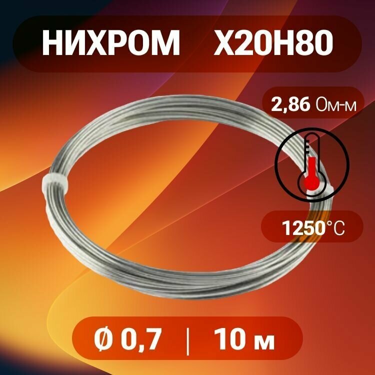 Нихромовая проволока диаметр 0,7 мм количество 10м в бухте / Х20Н80 нихром - фотография № 1