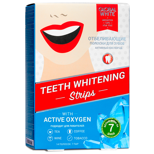 Полоски для отбеливания зубов GLOBAL WHITE Teeth Whitenning Strips, 7 полосок