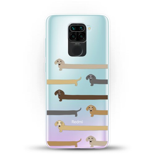 фото Силиконовый чехол длинные таксы на xiaomi redmi note 9 andy & paul