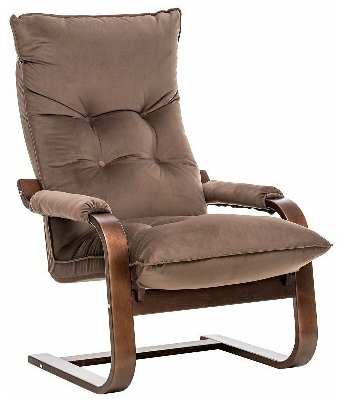 Кресло трансформер для отдыха Оливер, Кресло качалка с пружинящим эффектом, Орех текстура, велюр V 23