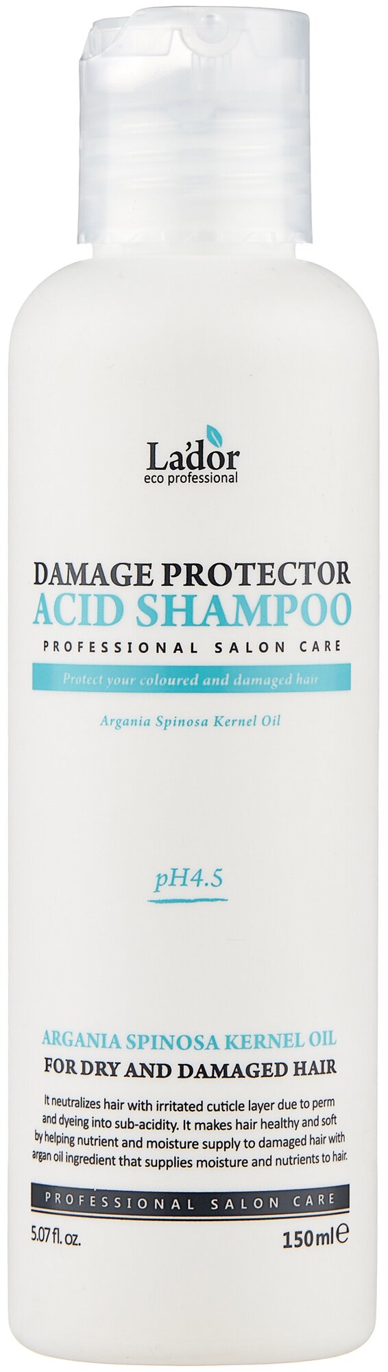 Lador Бесщелочной шампунь для волос с аргановым маслом Damaged Protector Acid Shampoo, 150 мл